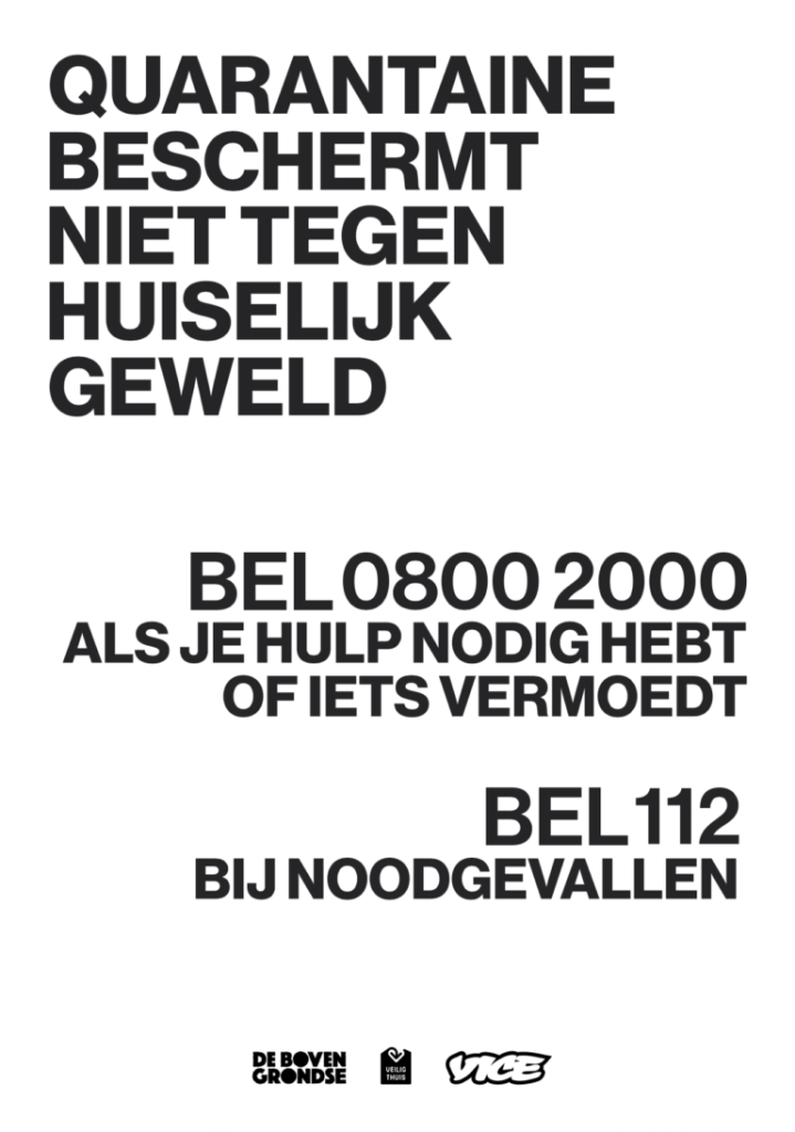 Quarantaine beschermt niet tegen huiselijk geweld. Bel 0800 2000 als je hulp nodig hebt of iets vermoedt. Bel 112 bij noodgevallen.